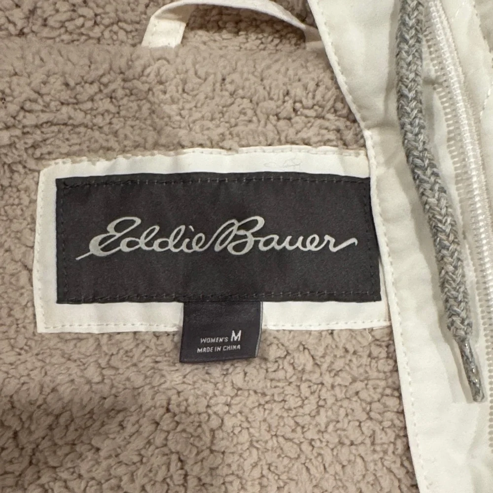 Eddie Bauer Cream Quilted Hooded Vest - Picture 2 of 2